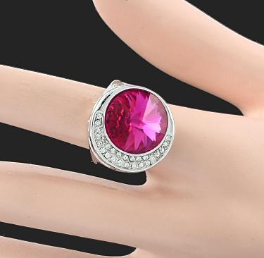 FUCHSIA SWAROVSKI CRYSTAL DRESS RING-sz9